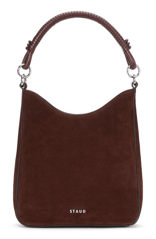 Staud Mel Suede Shoulder Bag In Mahogany