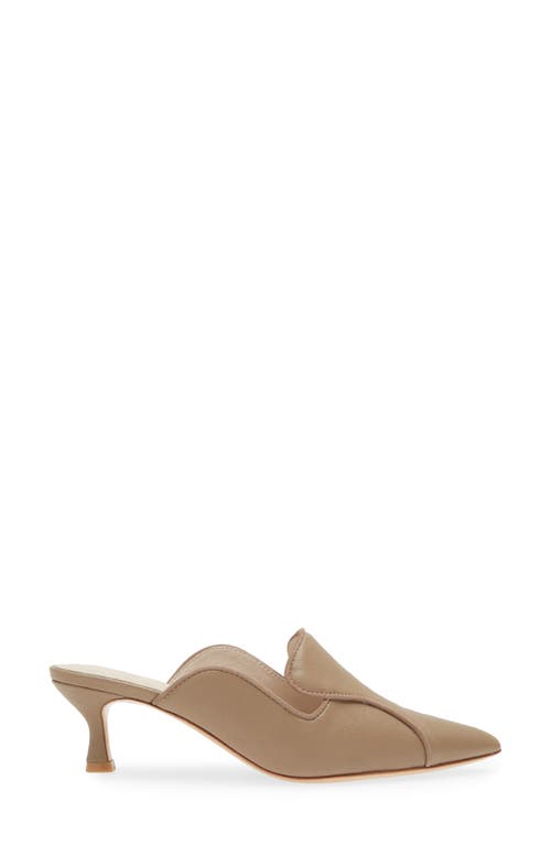 Shop Koko + Palenki Parker Pointed Toe Kitten Heel Mule In Camel Leather