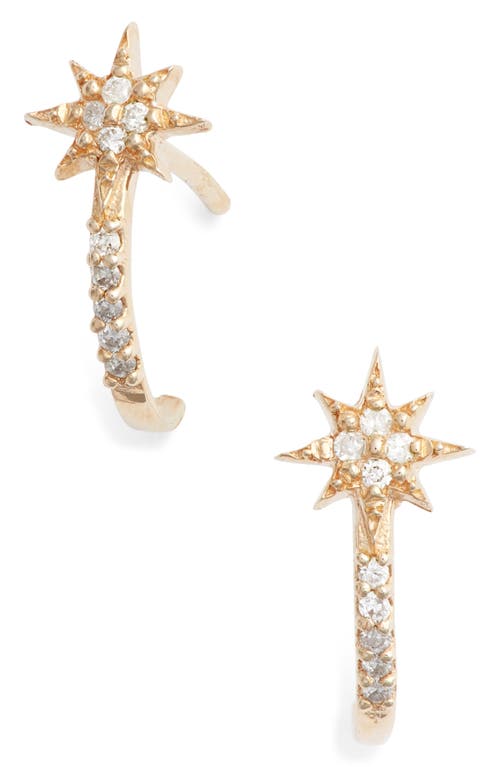 Diamond Star Half Hoop Huggie Earrings in Gold