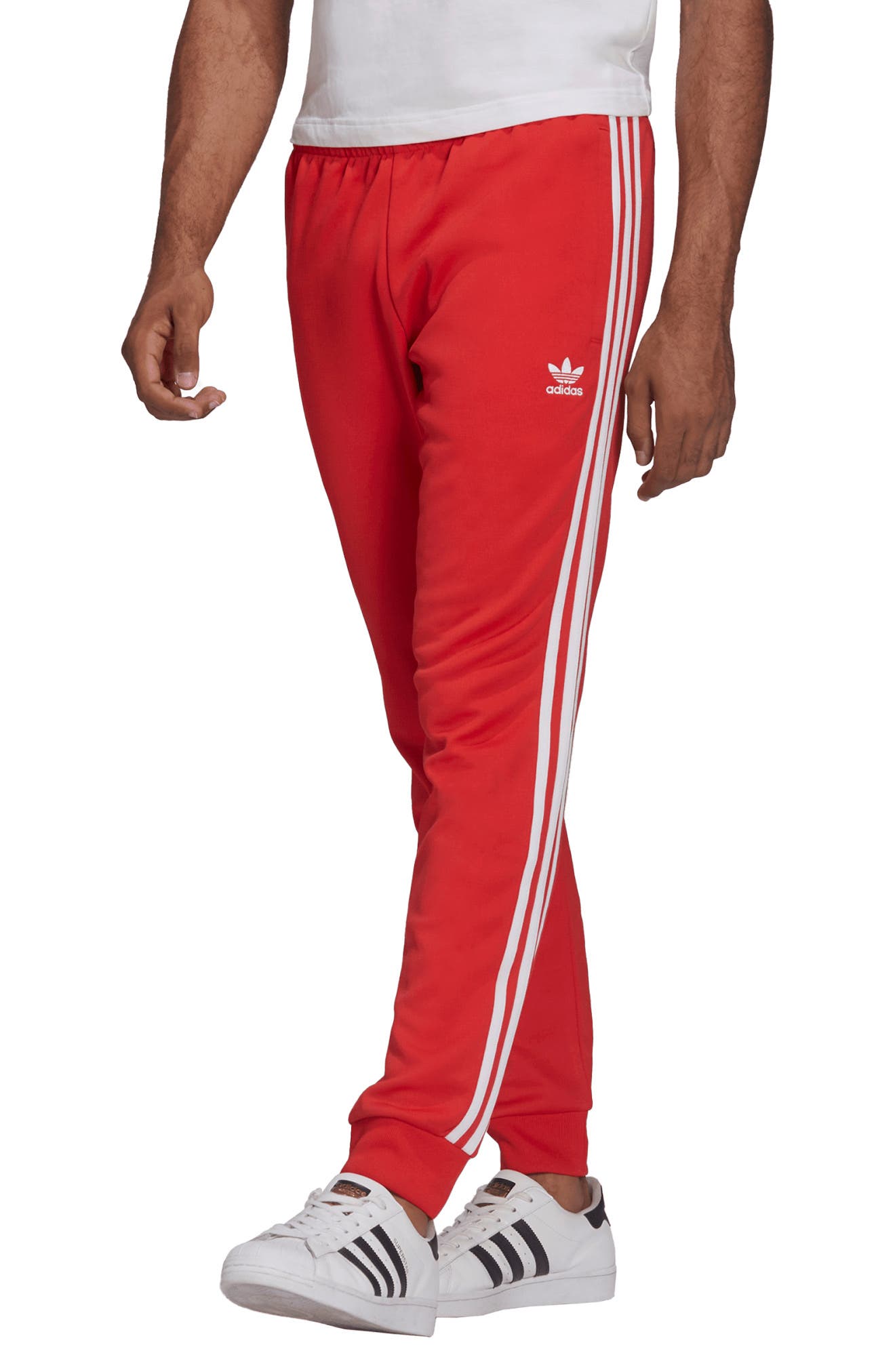 red and white adidas sweatpants