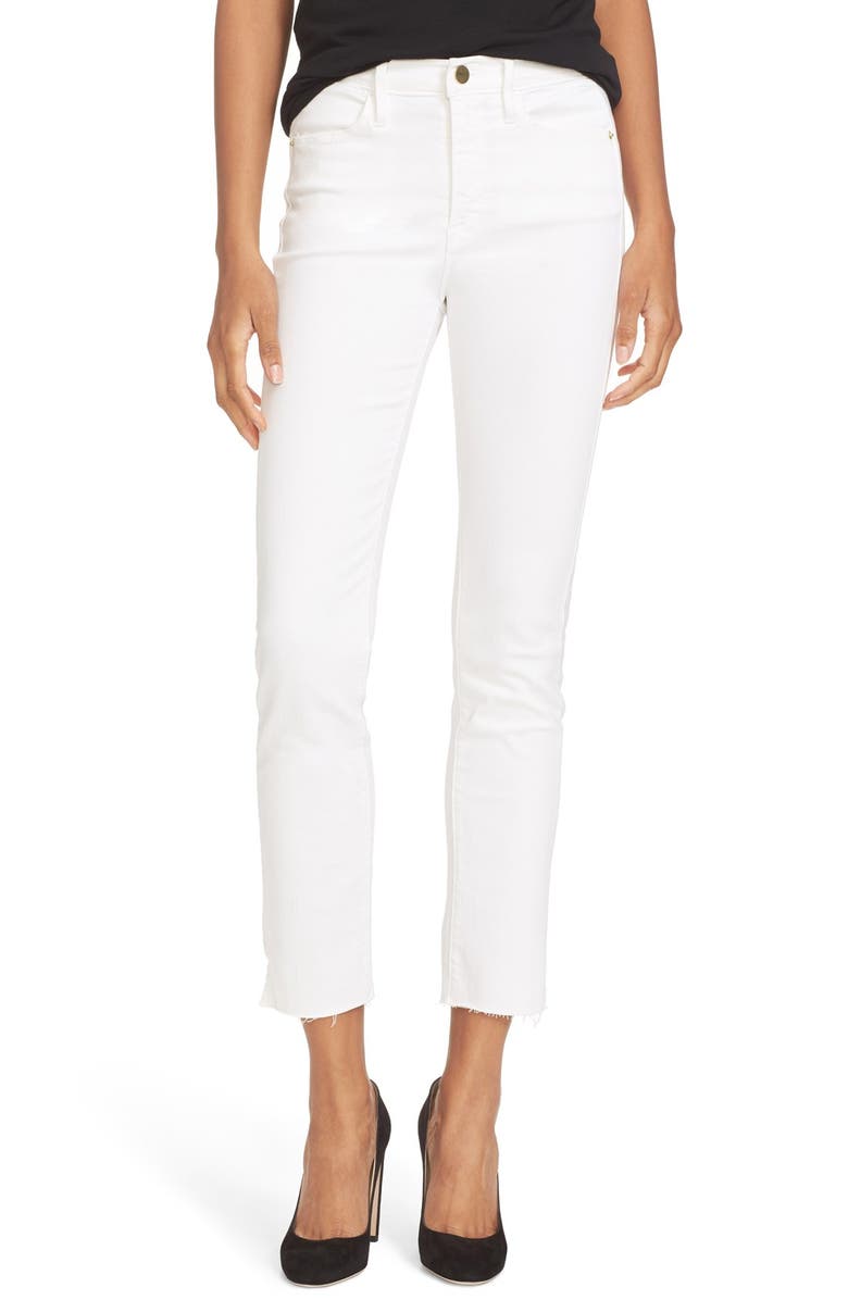 FRAME High Rise Straight Leg Jeans (Blanc) | Nordstrom