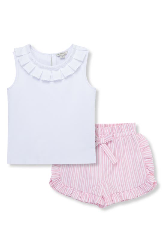 Shop Habitual Kids' Ruffle Tank Top & Shorts Set In White