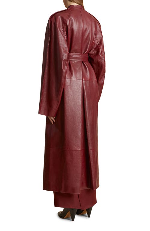 Shop Khaite Rothen Oversize Lambskin Long Coat In Oxblood