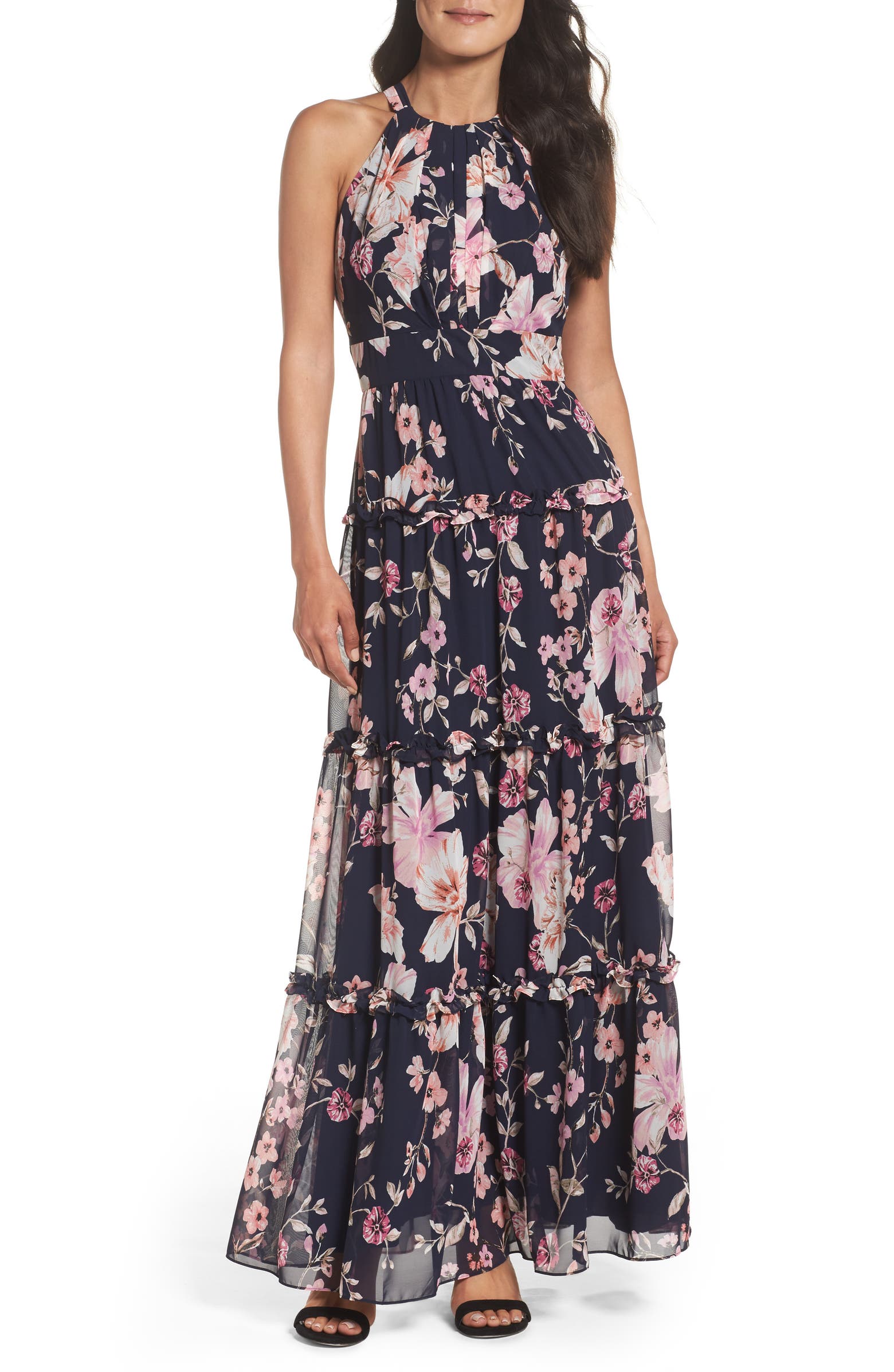 Eliza J Floral Halter Maxi Dress | Nordstrom