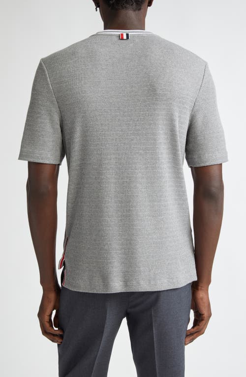 Shop Thom Browne Stripe Trim Cotton T-shirt In Light Grey