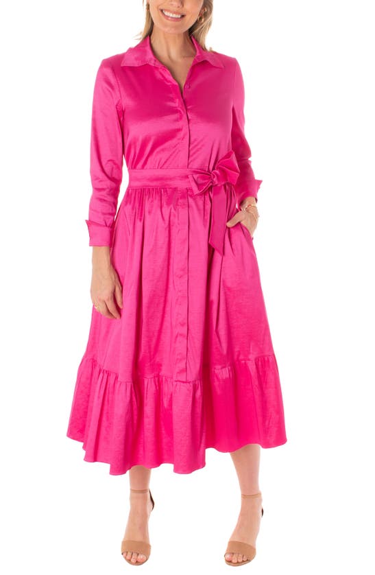 Taylor Dresses Taffeta Shirt Dress In Pink