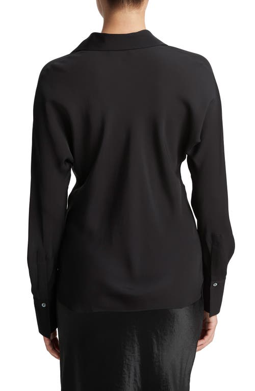 Vince Dolman Sleeve Satin Shirt In Black