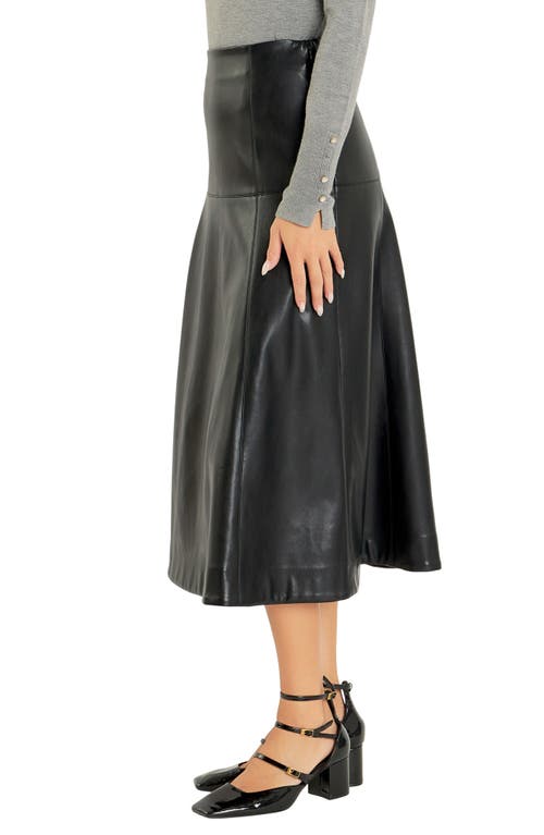 Shop English Factory High Waist Faux Leather Midi Skirt In Black