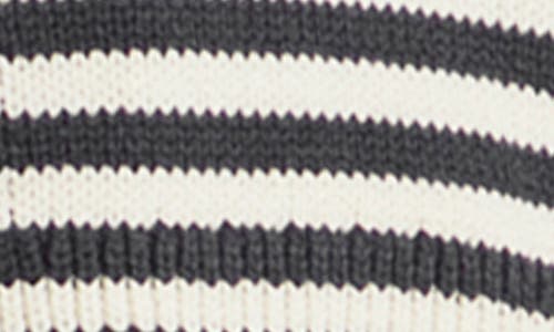 Shop Splendid Lily Stripe Cotton Blend Crop Cardigan In Lead/moonstone