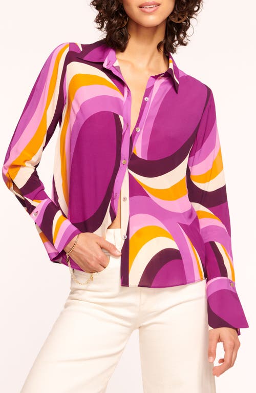 Shop Ramy Brook Louella Print Button-up Shirt In Deep Lilac Sirenuse