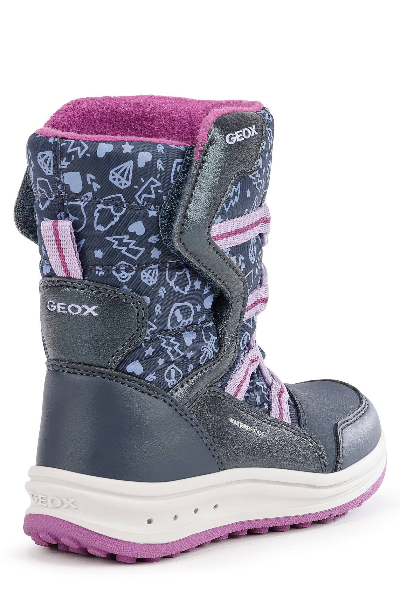 Geox Girls Roby Warm Lined T Boots LACE Grey/Fuch