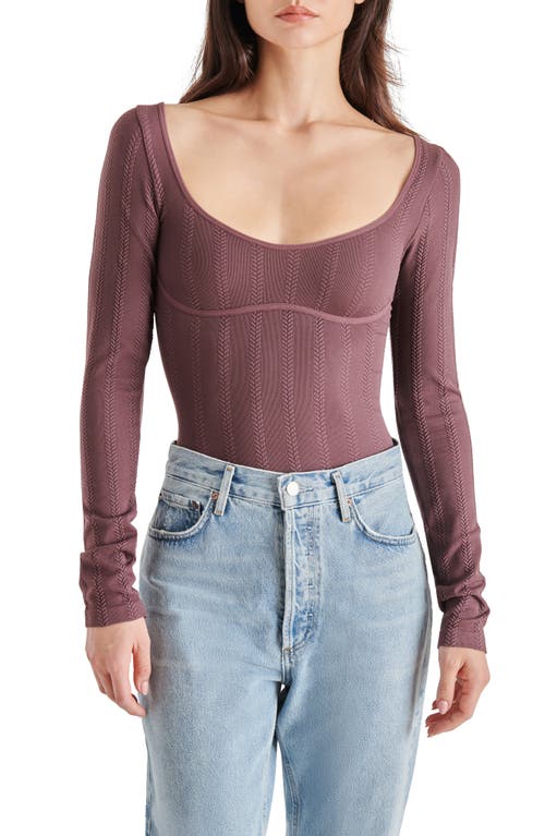 Serent Cable Knit Bodysuit in Deep Fig
