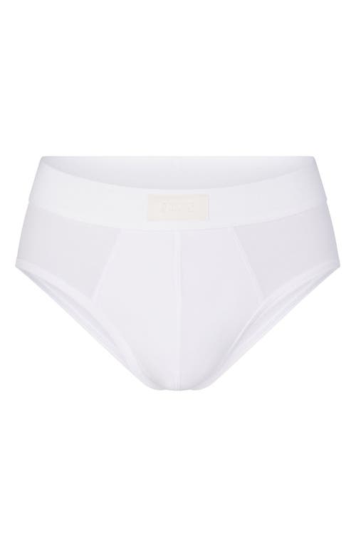 Shop Skims Cotton & Modal Blend Briefs In Chalk