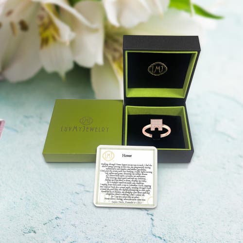 Luvmyjewelry City Arches Square Sterling Silver Diamond Ring In 14kt Rose Gold Vermeil