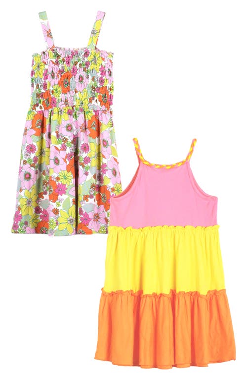 Shop Zunie Kids' Assorted 2-pack Knit Dresses In Yellow/pink