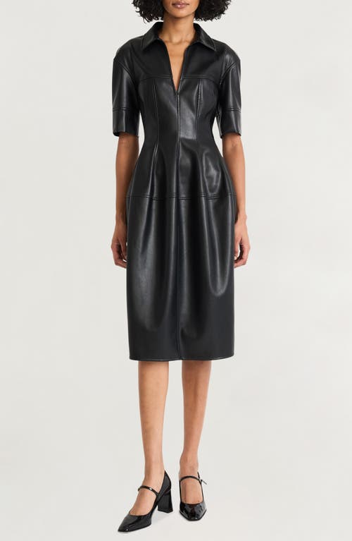 Shop Luxely Faux Leather Dress In Black