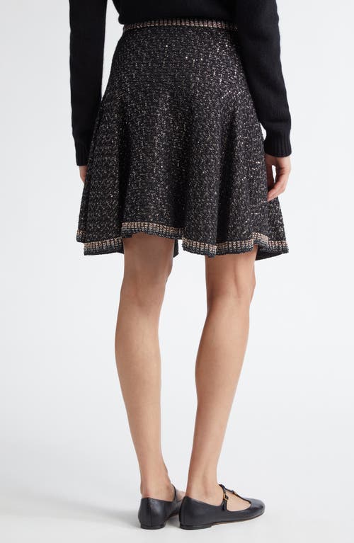 Shop Giambattista Valli Metallic Tweed Sweater Skirt In Black/silver