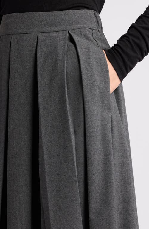 Nordstrom Pleated Midi Skirt In Grey Dark Heather