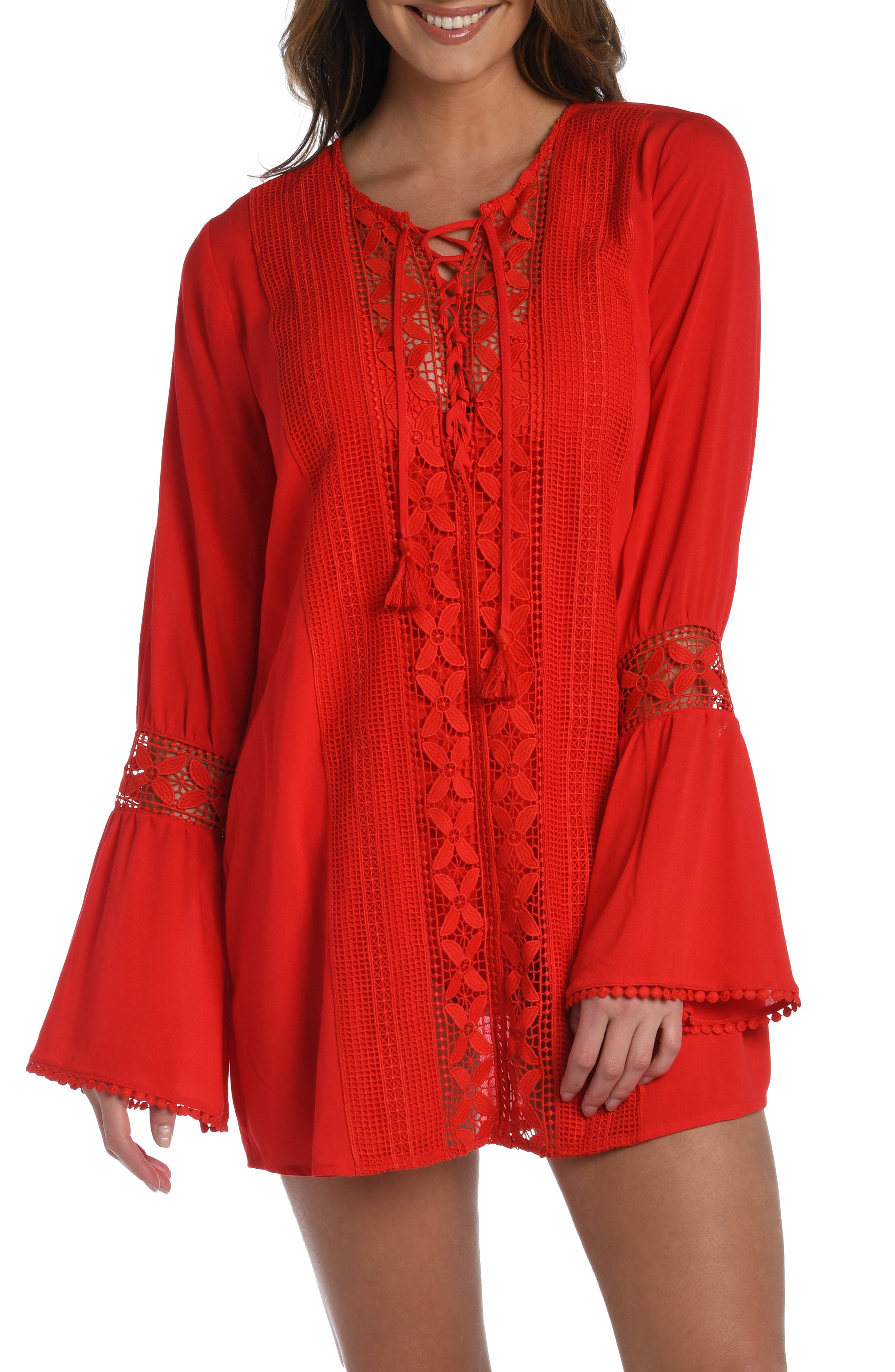 red swim cover up