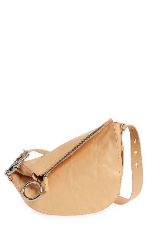 burberry Small Knight Asymmetric Crinkle Leather Shoulder Bag in Beige at Nordstrom