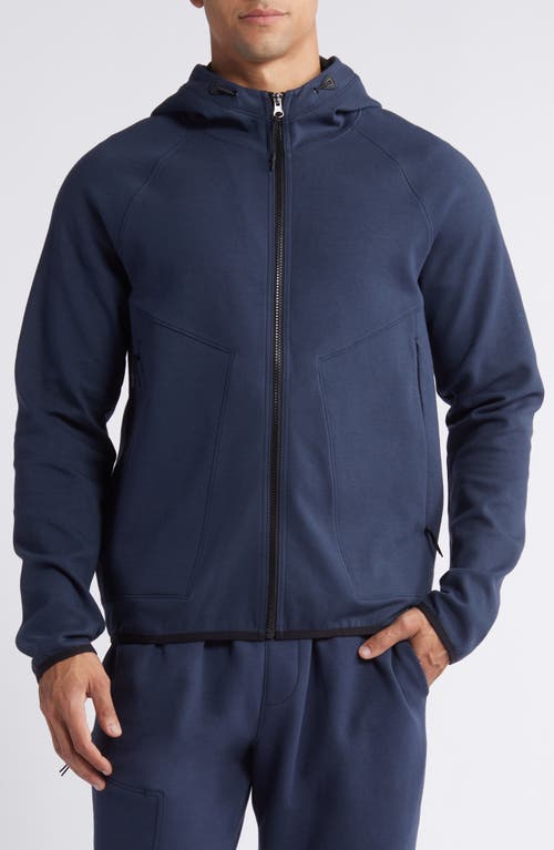 Shop Zella Powertek Full Zip Hoodie In Navy Eclipse