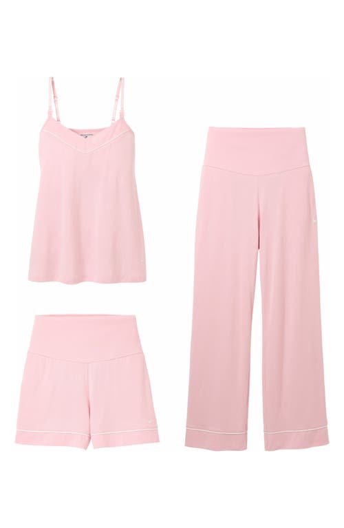 Petite Plume 3-Piece Basics Cotton Maternity Set in Pink at Nordstrom, Size X-Small