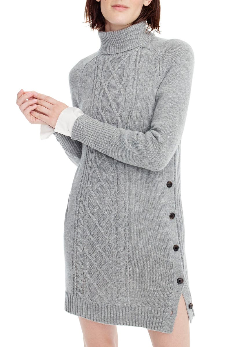 J.Crew Cable Knit Turtleneck Sweater Dress Nordstrom