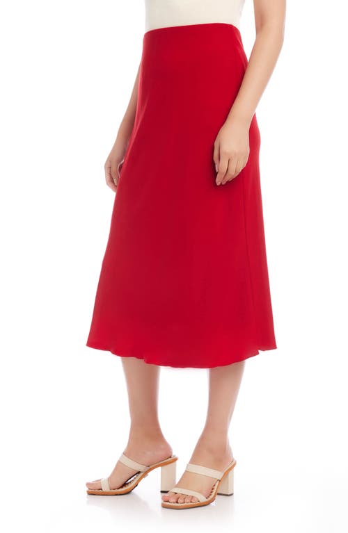 Shop Karen Kane Bias Cut Satin Midi Skirt In Red