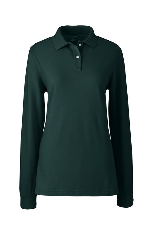 Shop Lands' End School Uniform Young  Long Sleeve Mesh Polo Shirt In Evergreen