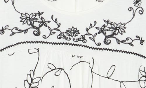 Forgotten Grace Floral Sharkbite Hem T-shirt In White/black