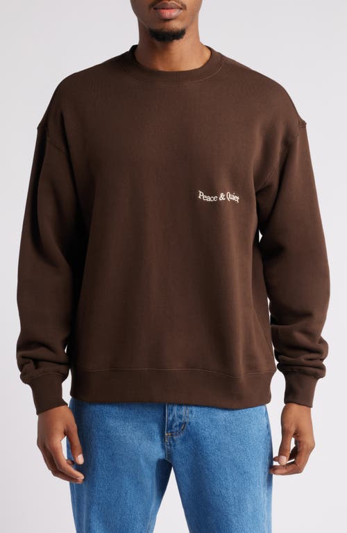 Museum of Peace & Quiet Wordmark Cotton Graphic Sweatshirt in Brown 