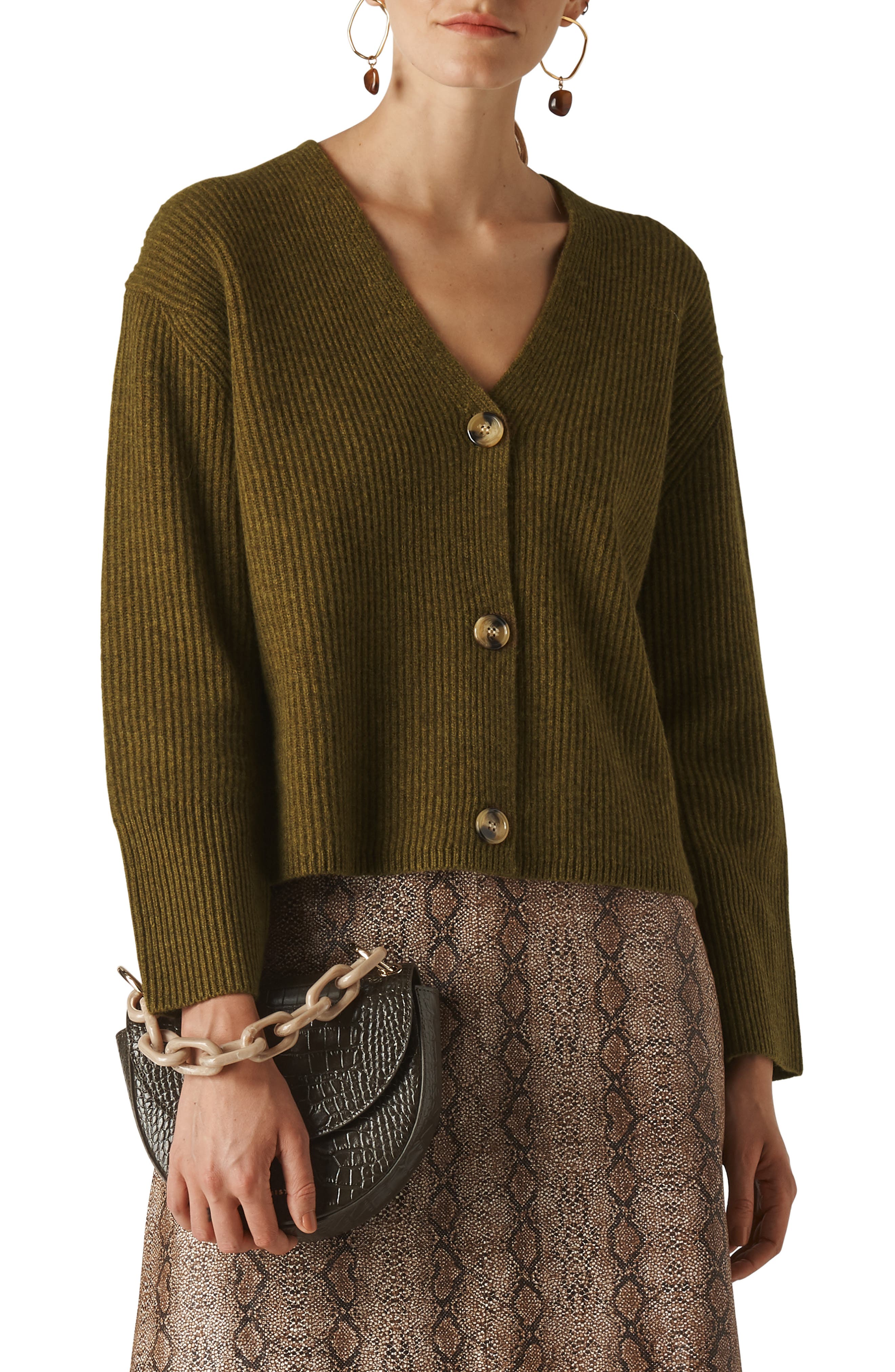 whistles v neck rib wool sweater