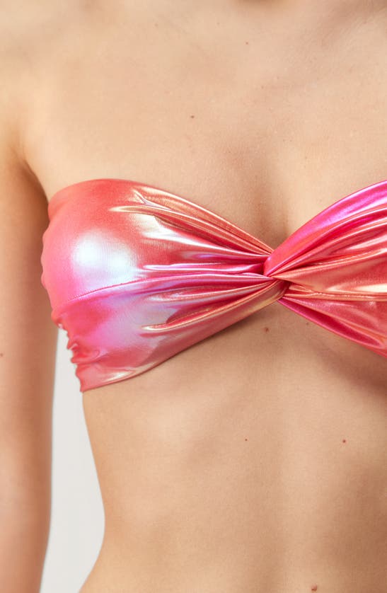 Shop Nasty Gal Metallic Ombré Bandeau Two-piece Swimsuit In Pink