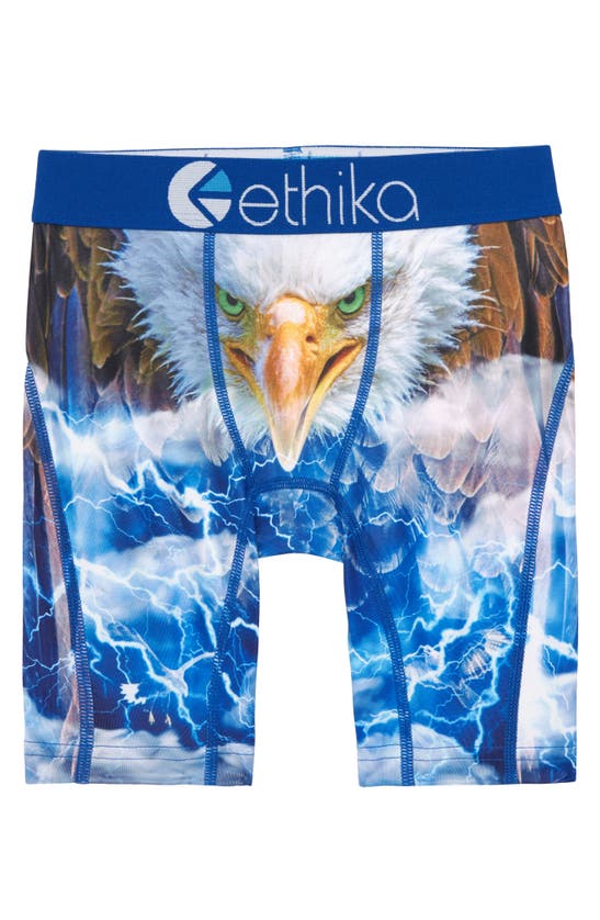 Ethika Kids' Eagle Shock Boxer Briefs In Blue/ White