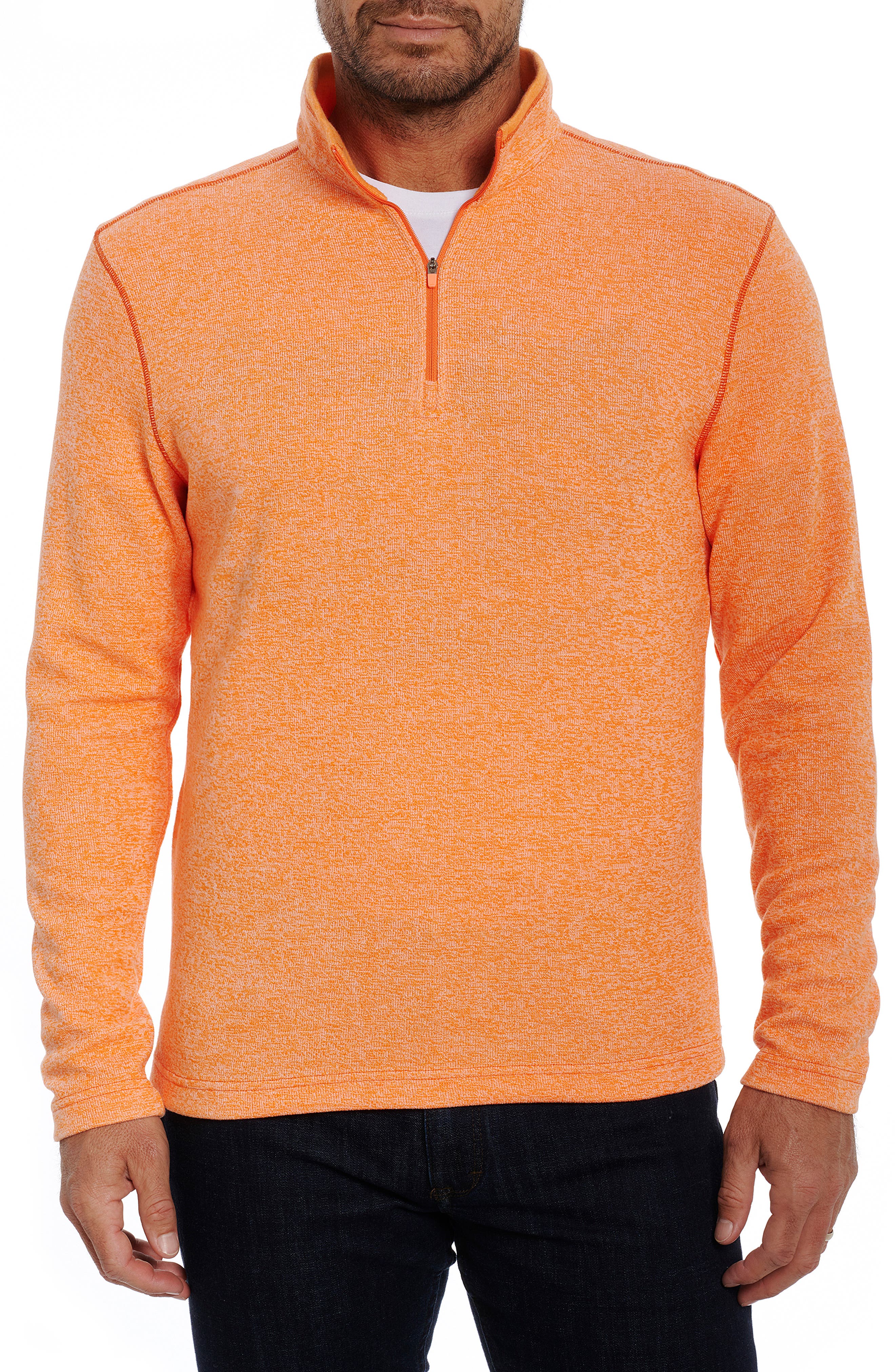 orange quarter zip pullover