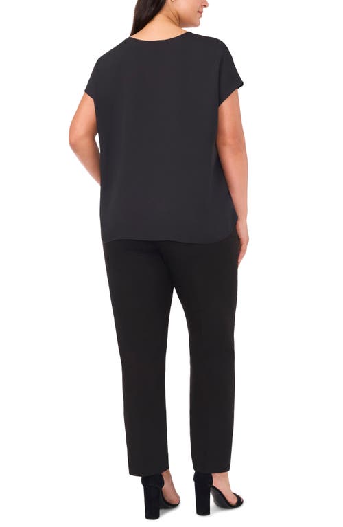 Shop Halogenr Halogen(r) Short Sleeve Satin Shell In Rich Black