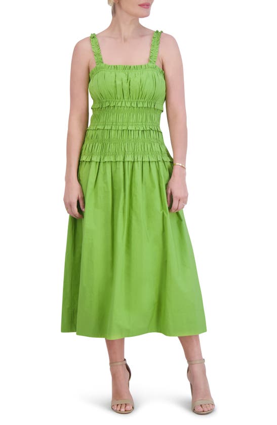 Eliza J Cotton Midi Sundress In Green
