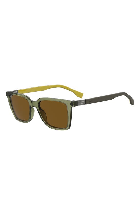 Shop Hugo Boss Boss 53mm Square Sunglasses In Green Yellow