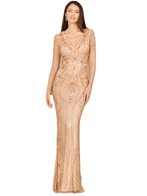 Shop Lara New York Long Sleeve Beaded Dress In Blush