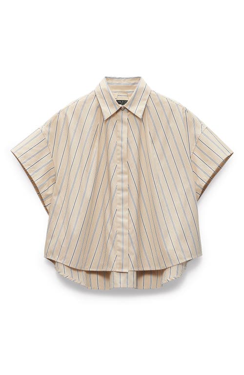 Shop Rag & Bone Martha Stripe Short Sleeve Cotton Poplin Button-up Shirt In Khaki Stripe