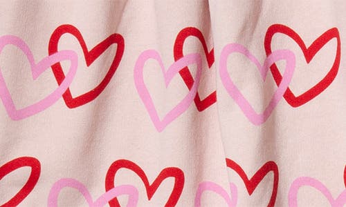 Shop Mon Coeur Heart Print Long Sleeve Fleece Dress In Petal Pink/multi