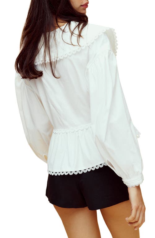 Shop Reformation Renna Tie Neck Lace Top In Bright White