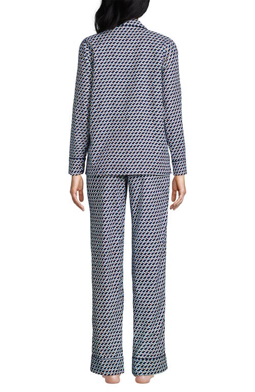 Shop Lands' End Drapey Flannel 2 Piece Pajama Set In Multi Blue Puffins