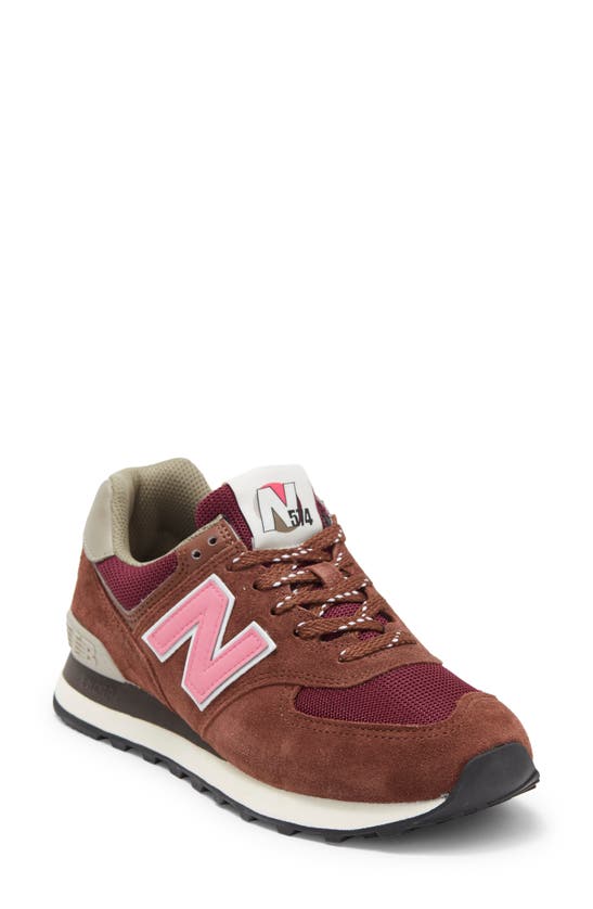 New Balance 574 Classic Sneaker In Barrel Brown/ Pink