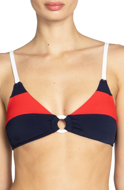 Babe Triangle Bikini Top in Navy Combo