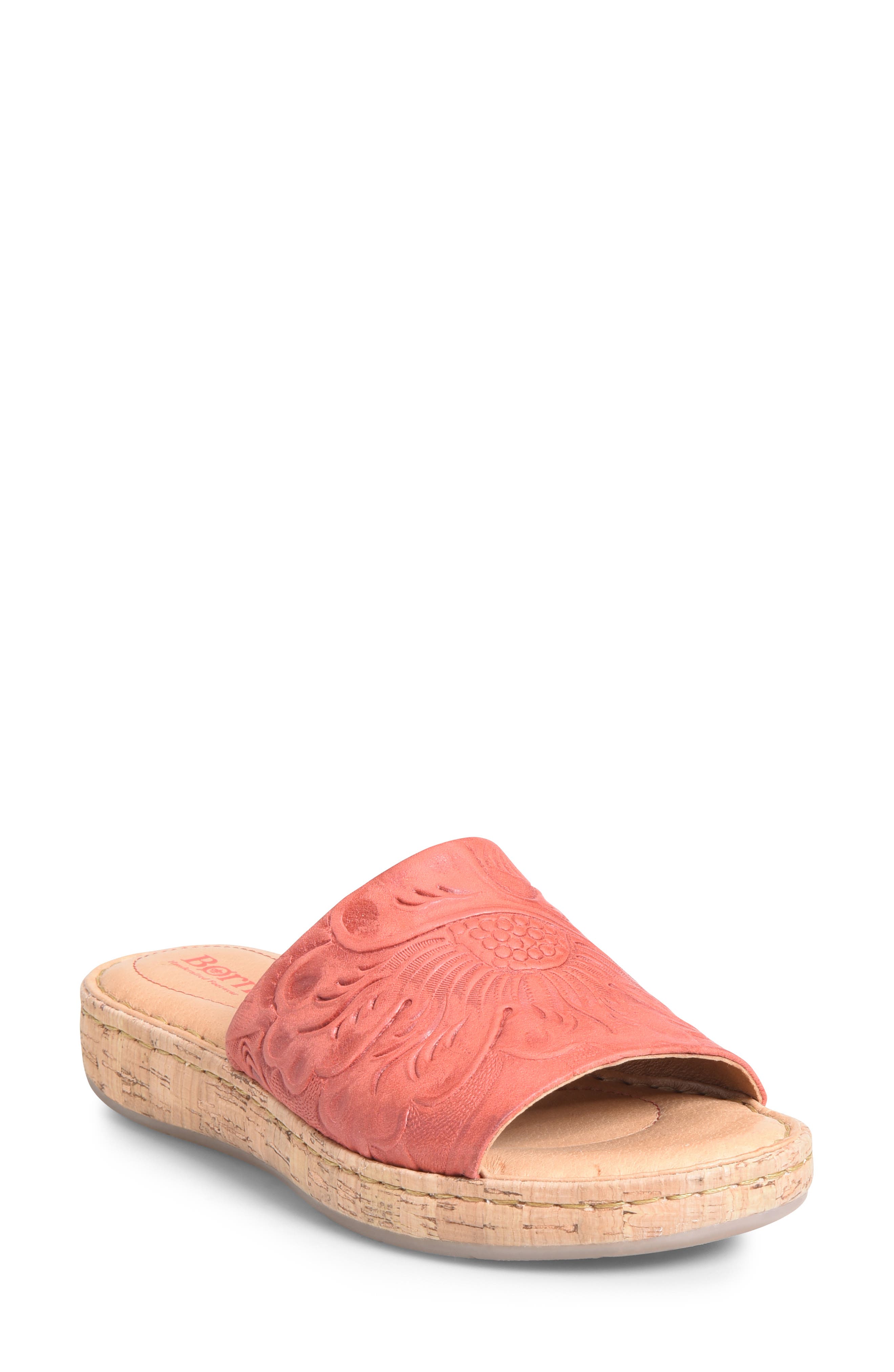 B?rn Fish Lake Tooled Slide Sandal, Red