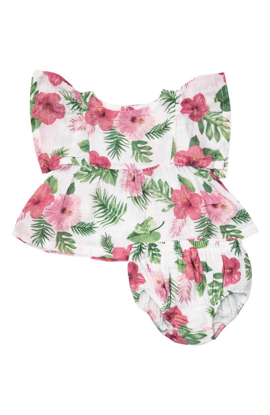Shop Angel Dear Hibiscus Top & Bloomers In Pink Multi