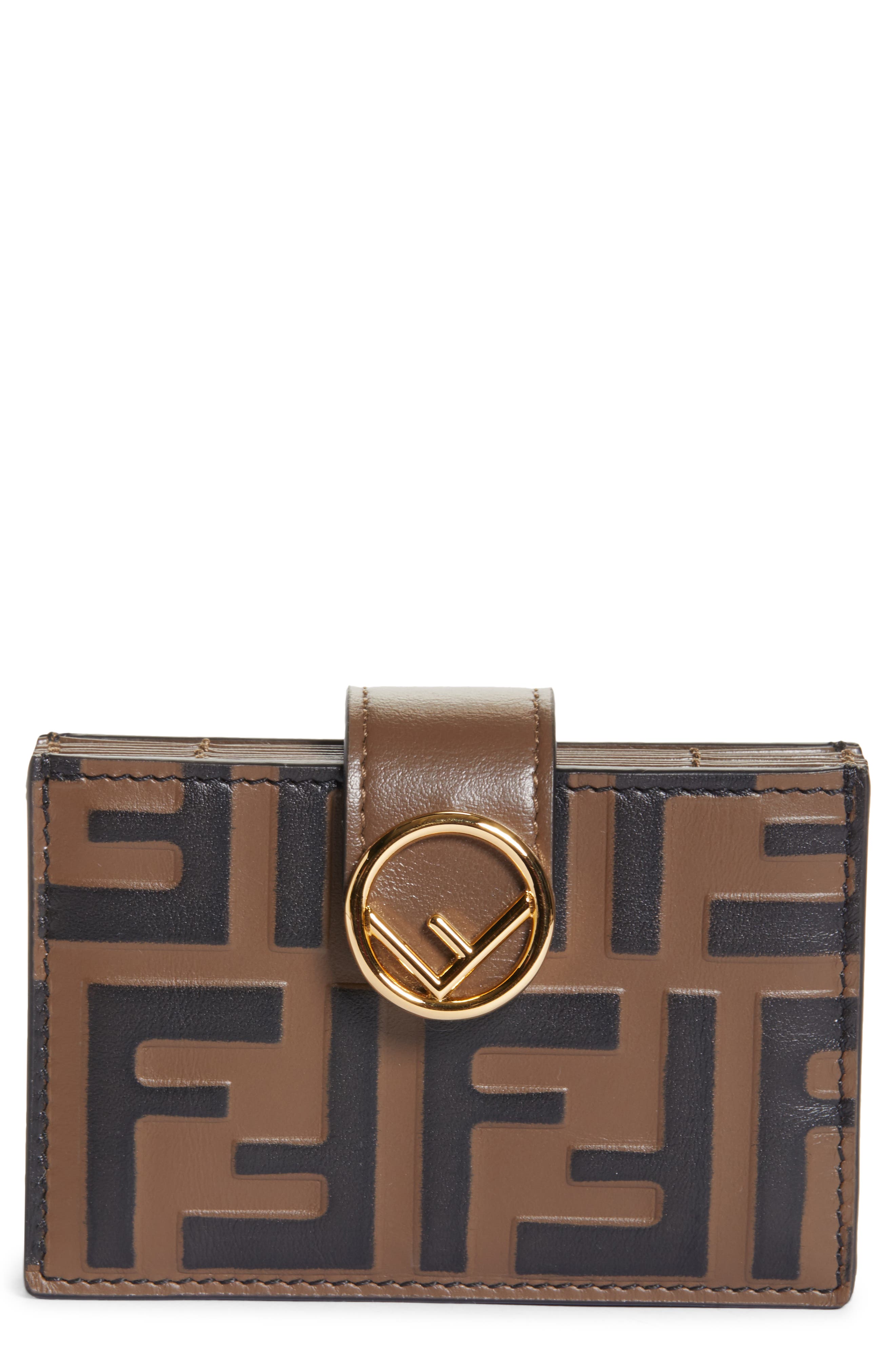 Fendi Logo Accordion Leather Card Case 