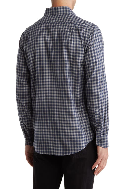 Shop Lorenzo Uomo Trim Fit Flannel Check Cotton Dress Shirt In Navy/grey