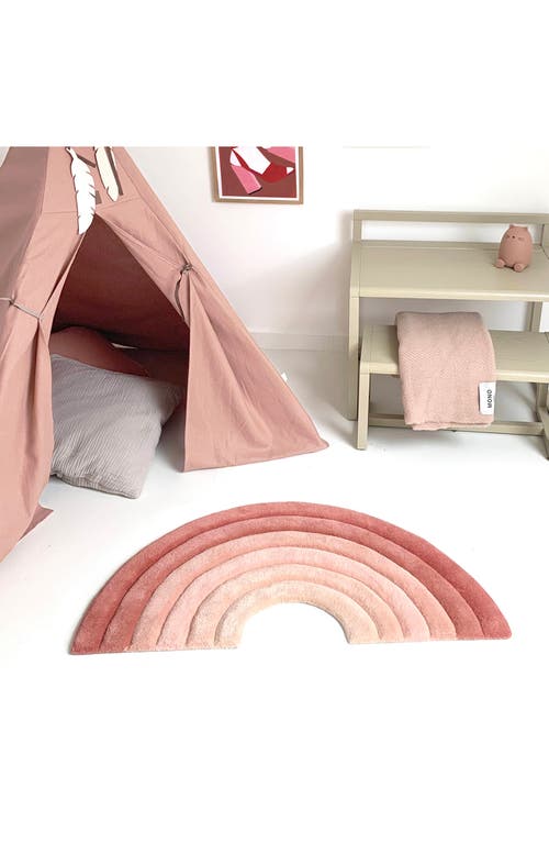 Maison Deux Kids' Rainbow Wool Rug In Rusty Pink